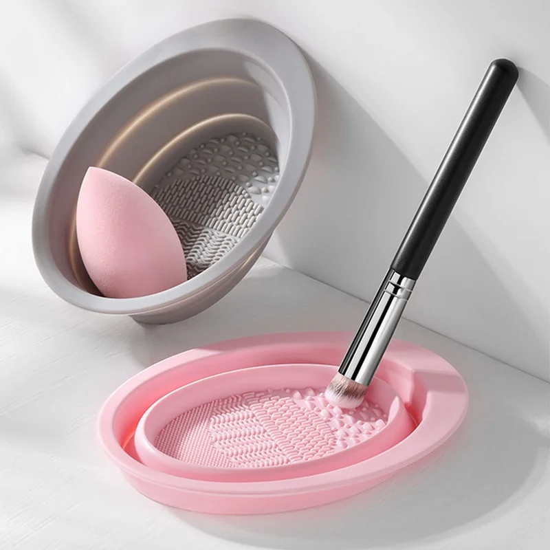 Beauty Makeup Foundation - Alat Pembersih Kuas Makeup Silikon Lipat,