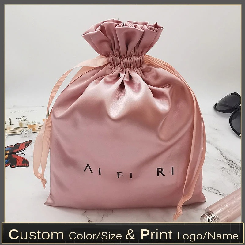 Tas Serut Satin Logo Kustom un - Beauty Makeup News ulasan dan harga